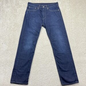 Levis 505 Jeans Mens 34x31 Blue Dark Wash Denim Straight Leg Stretch Casual